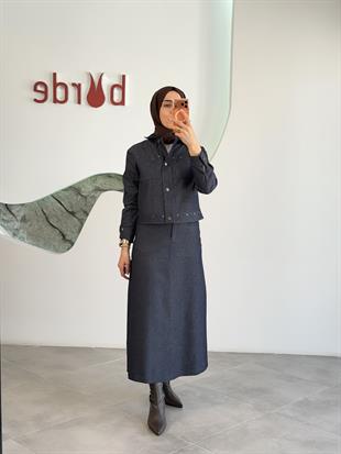 Belli Denim Zımba Detaylı Etekli Takım 25K6013 Lacivert