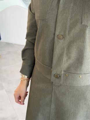 Belli Denim Zımba Detaylı Etekli Takım 25K6013 Haki
