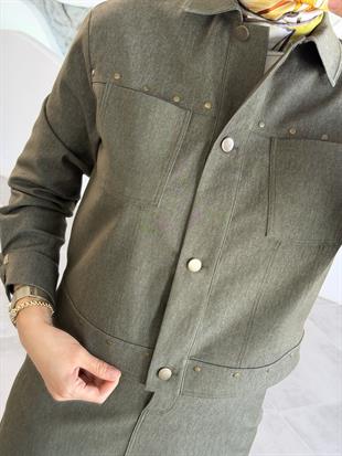 Belli Denim Zımba Detaylı Etekli Takım 25K6013 Haki