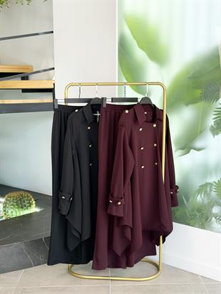 Belli Düğme Detaylı Pantolonlu Takım 25K6014 Siyah
