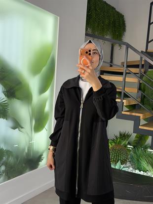 Belli Paraşüt Kumaş Garnili Pantolonlu Takım 25K6002 Siyah