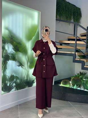Belli Yelekli İkili Takım 25K6003 Bordo