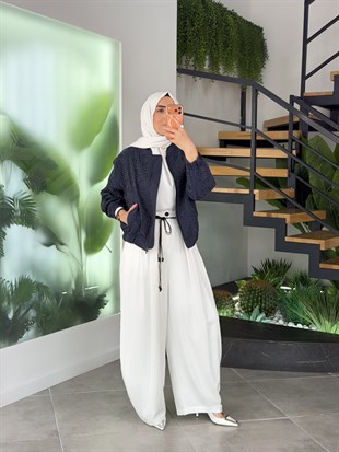 Beyaz Renk Soft Form Balon Pantolon