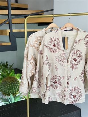 Bordo Renk Nakış Ve Pulet İşlemeli Kimono