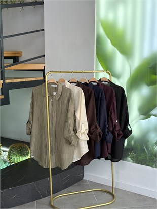 Bordo Renk Pile Detaylı Fermuarlı Ceket