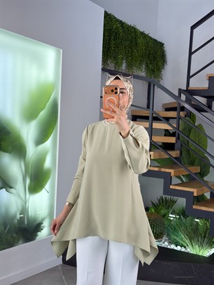 Çağla Renk Asimetrik Kesim Tunik