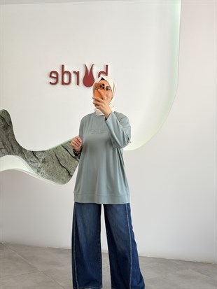 Çağla Renk Tonaton Baskılı Basic S-Shirt