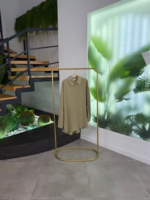 Çağla Yeşili Renk Gofre Kumaş Gömlek