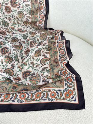 Çini Desenli Soft  Şal Siyah-Yeşil
