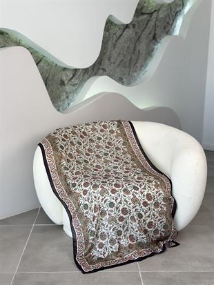 Çini Desenli Soft  Şal Siyah-Yeşil