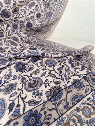 Çini Desenli Soft  Şal Vizon-Mavi