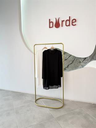 Ekru Renk Şifon Kumaş Garnili İçlik