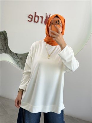 Ekru Renk Tonaton Baskılı Basic S-Shirt