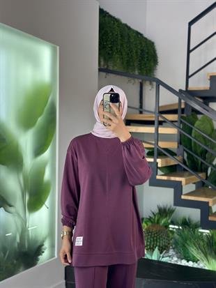 Etiket Ve Dikiş Detaylı Bordo Renk Kadın Takım