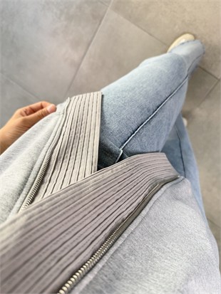 Gri Renk Fermuar Detaylı Sweatshırt