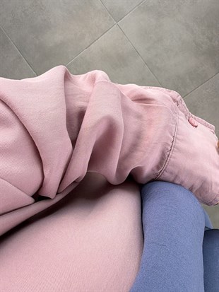 Gül Renk Tensel Kumaş Basic Gömlek