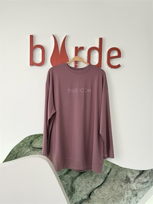 Gül Renk Tonaton Baskılı Basic S-Shirt