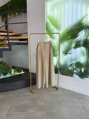 Haki Renk Bol Paça Cotton Pantolon