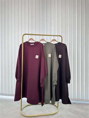Haki Renk Etiket Ve Nakış Detaylı Oversize Kadın Sweatshırt