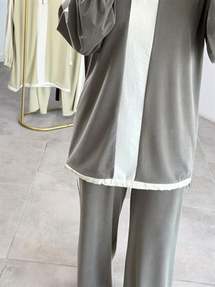 Haki Renk Paraşüt Kumaş Garnili İkili Takım