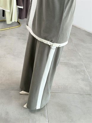 Haki Renk Paraşüt Kumaş Garnili İkili Takım