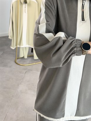 Haki Renk Paraşüt Kumaş Garnili İkili Takım