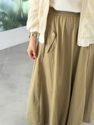 Haki Renk Premium Paraşüt Kumaş Balon Etek