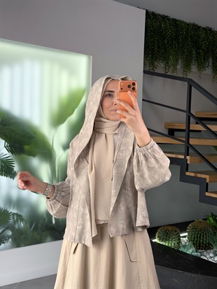 Haki Renk Şal Desenli Premium Ceket