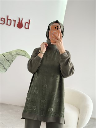 Haki Renk Yanları Fermuar Detaylı Takım