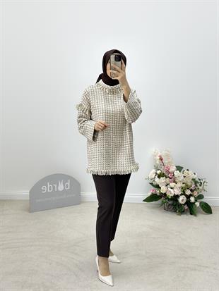 Beli Lastikli Kahve Renk Dar Paça Pantolon