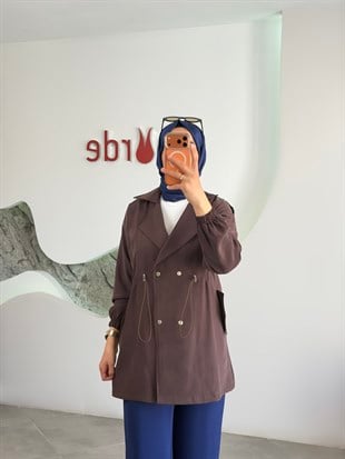 Kahve Renk Beli Tünelli Bomber Ceket