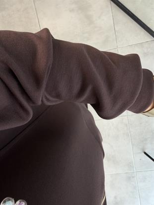 Kahve Renk Fermuar Detaylı Pantolonlu Takım