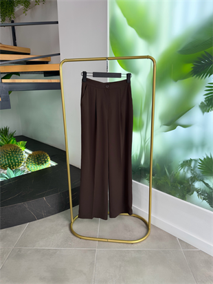 Kahve Renk Krep Kumaş Palazzo Pantolon