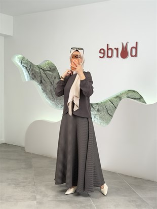 Kahve Renk Modal Kumaş Etekli Takım