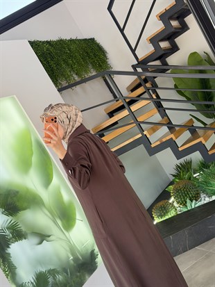 Kahve Renk Nervür Detaylı Tensel Giyçık