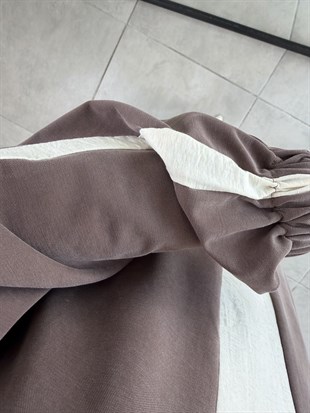 Kahve Renk Paraşüt Kumaş Garnili İkili Takım