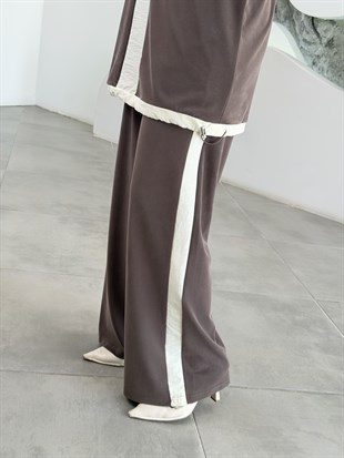 Kahve Renk Paraşüt Kumaş Garnili İkili Takım