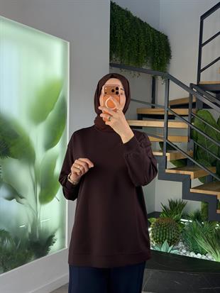 Kahve Renk Parlak Tonaton Baskılı S-Shırt