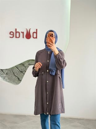 Kahve Renk Tensel Kumaş Çıtçıtlı Giyçık