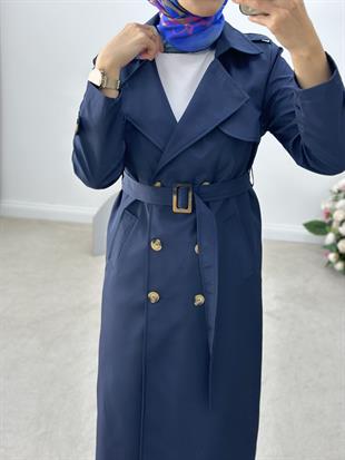 Kruvaze Yaka Astarlı Trenchcoat