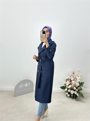 Kruvaze Yaka Astarlı Trenchcoat