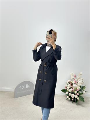 Kruvaze Yaka Astarlı Trenchcoat
