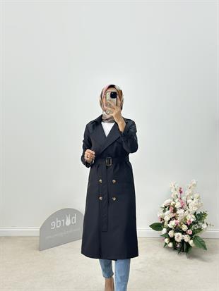 Kruvaze Yaka Astarlı Trenchcoat