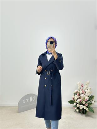 Kruvaze Yaka Astarlı Trenchcoat