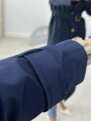 Kruvaze Yaka Astarlı Trenchcoat