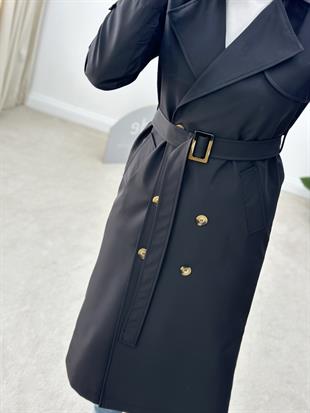Kruvaze Yaka Astarlı Trenchcoat