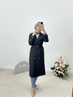 Kruvaze Yaka Astarlı Trenchcoat