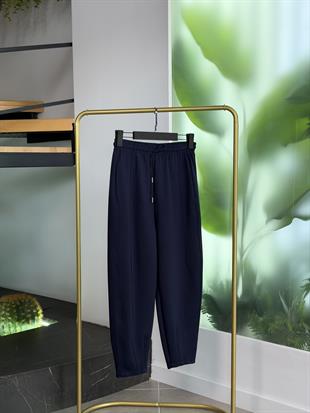 Lacivert Renk Kesik Detaylı Konik Pantolon