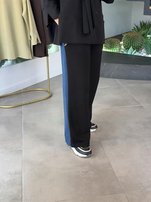 Lacivert Renk Kumaş Garnili Jean Pantolon