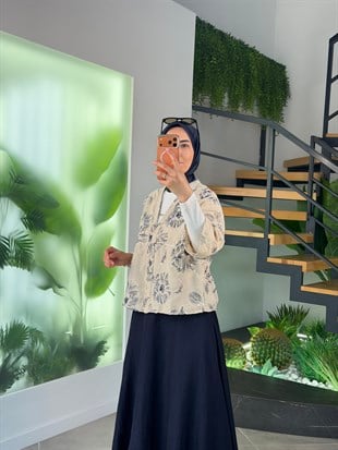 Lacivert Renk Nakış Ve Pulet İşlemeli Kimono